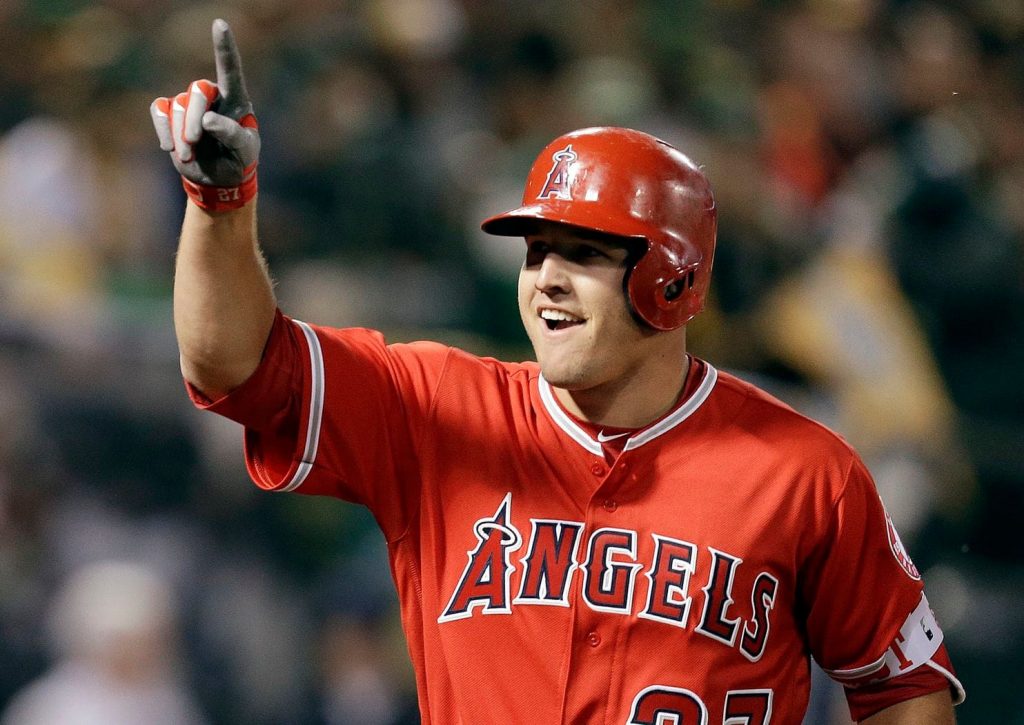 Mike Trout after a successful hit